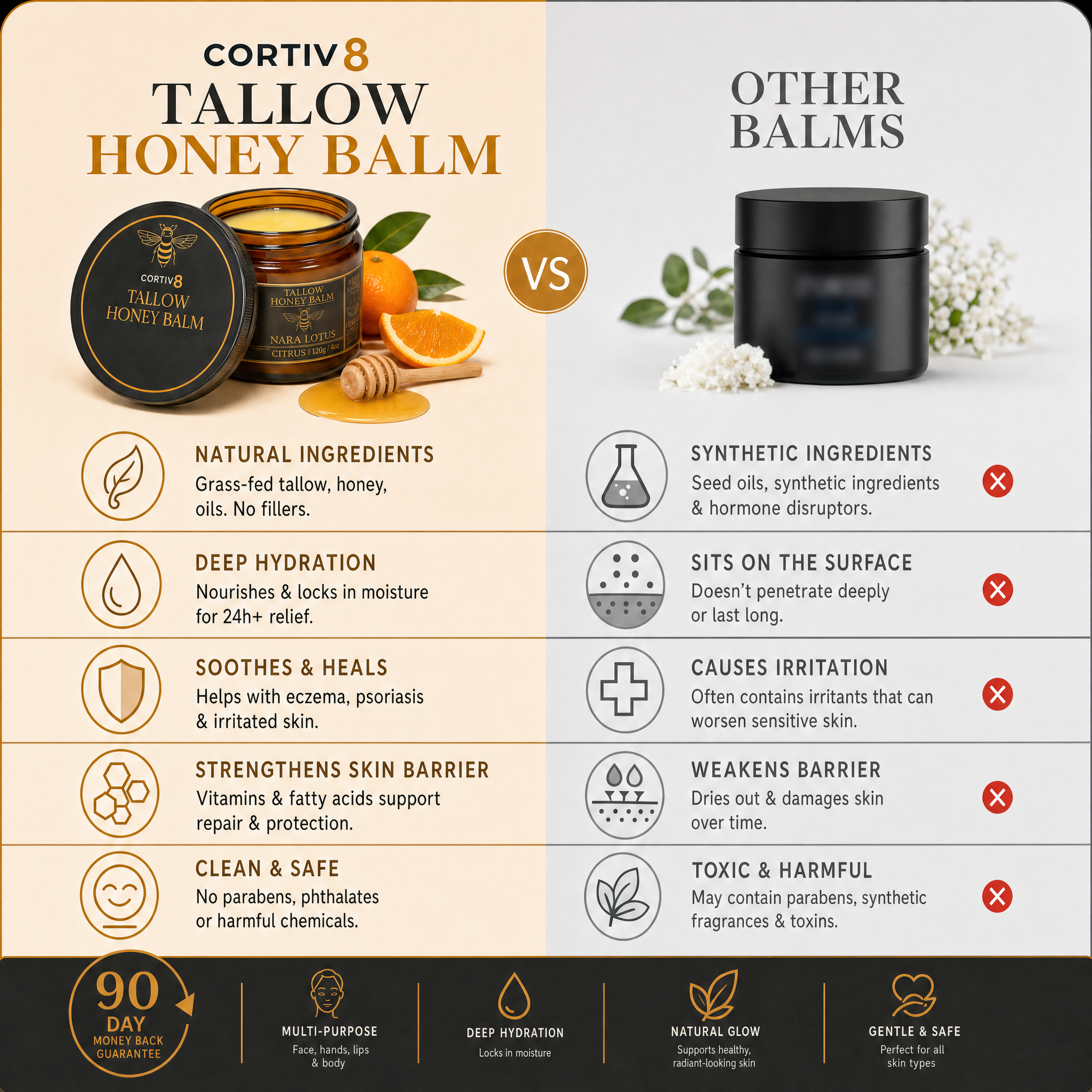 Cortiv8 Grass-Fed Tallow Honey Balm